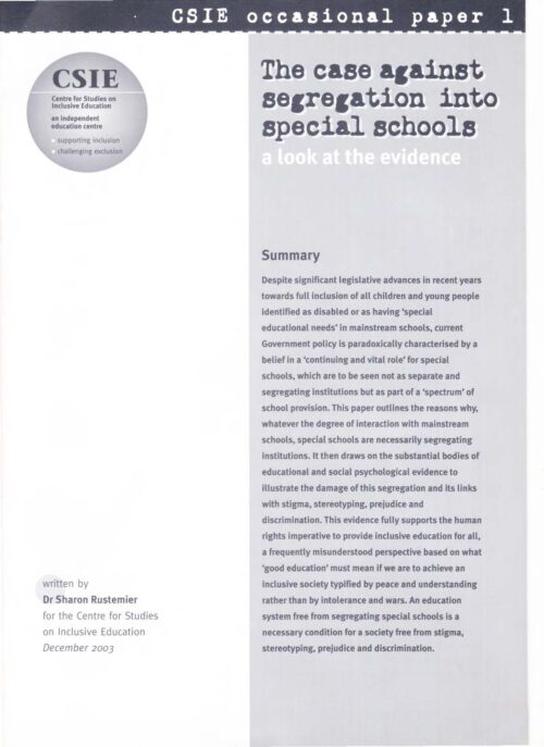 Inclusive Education: a framework for change (1997)